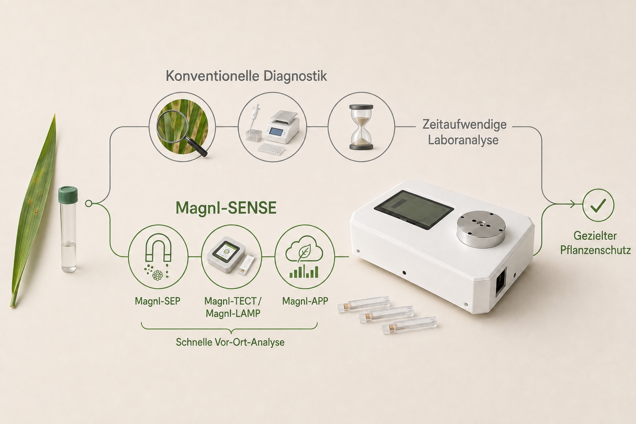 Infographic: MagnI-SENSE rapid on-site analysis compared with time-consuming conventional laboratory diagnostics